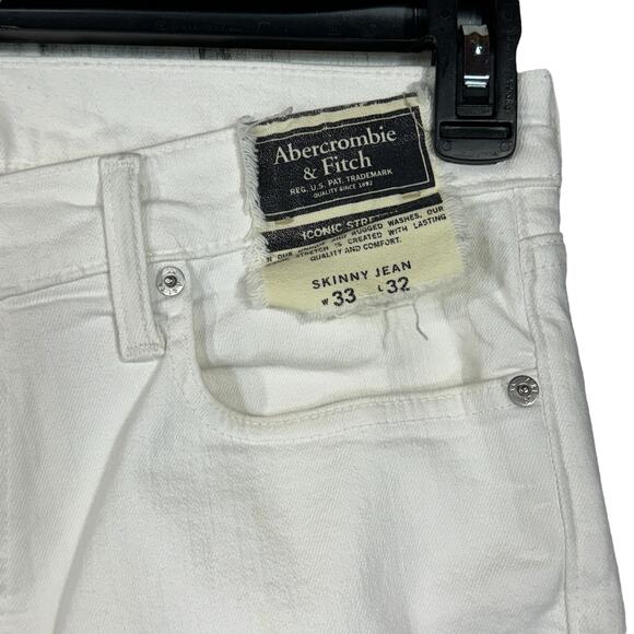Abercrombie & Fitch SZ W33 L32 Skinny Jeans Iconic Stretch Hi-Rise Zip-Fly White - Picture 3 of 13